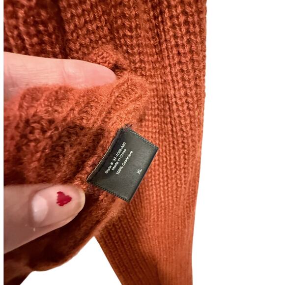 NWT! Jenni Kayne XL 100% Cashmere $425 Fisherman Sweater Crewneck Rust Red - Picture 8 of 10